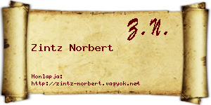 Zintz Norbert névjegykártya